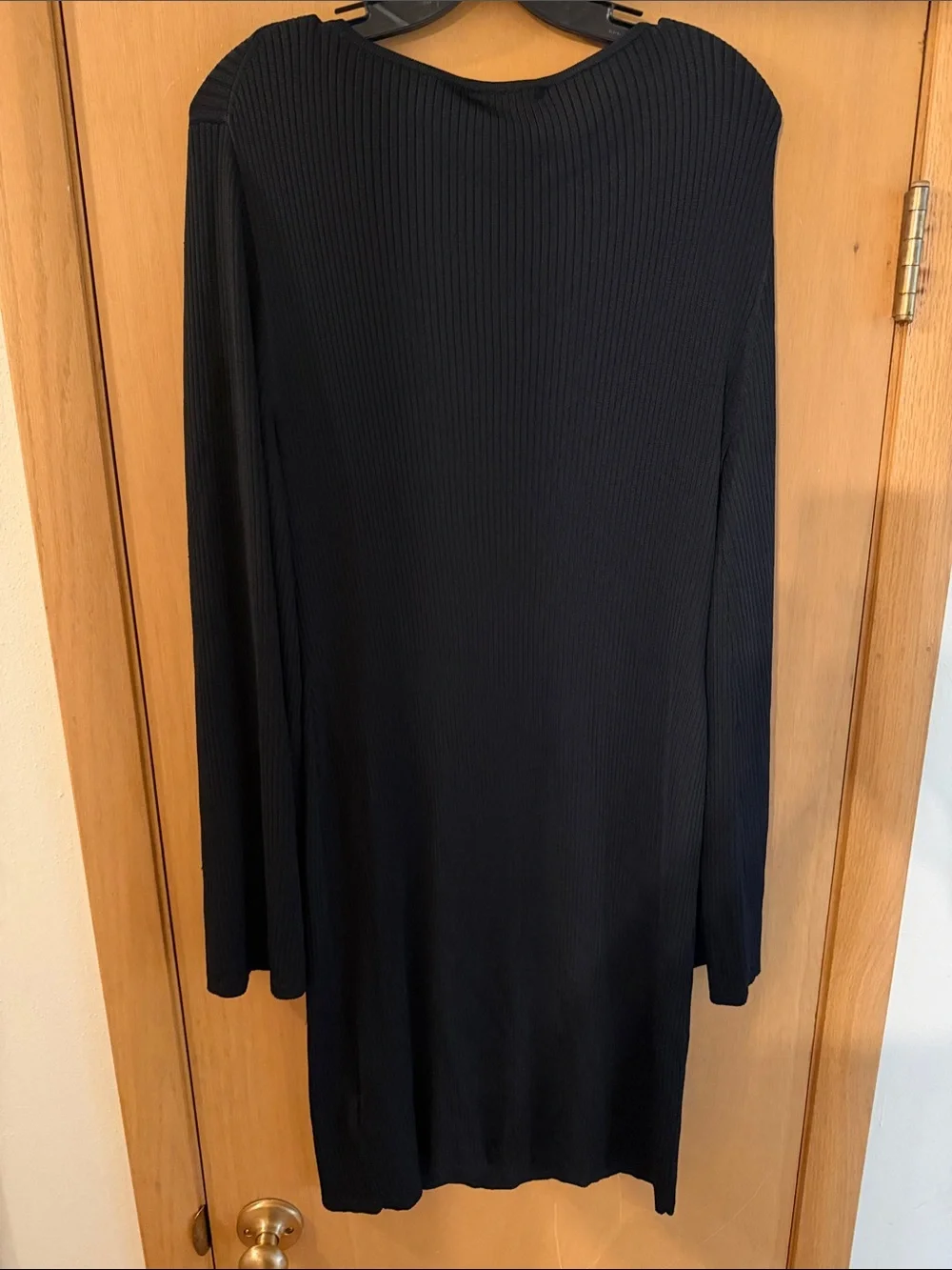 J. Crew Women’s Ribbed Squareneck Long Sleeve Midi Sweater Dress Black Large